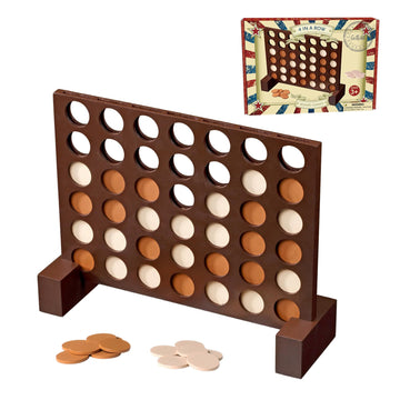 Gothink Wooden 4 In A Row Game, Classic Strategy Game For Kids And Adults, Connect The 4 Discs Of Same Colour In A Row Perfect For Family Picnics, Camping, Great Travel Game And Gift For All Ages