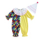 Aiwpstoin Toddler Baby Clown Costume Boy Girl Funny Halloween Outfit Contrast Color Long Sleeve Jumpsuit with Hat (Yellow, 3-4T)