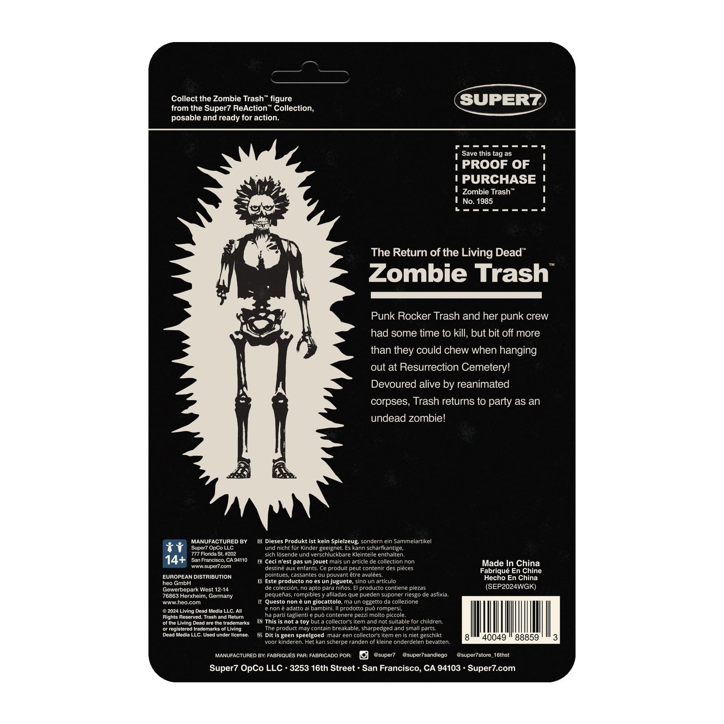 Super7 Return Of The Living Dead Reaction Figures Wave 05 - Zombie Trash (Monster Glow) Action Figure