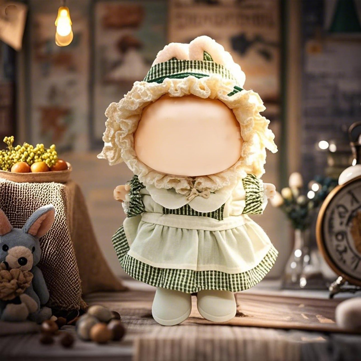 Eayaele Clothes for Labubu - 3PC Set with Shoes for 6.7 Inches Doll  enhanced Outfit with Accessories  Stylish Clothes for Labubu (NO Doll)(Green Plaid)