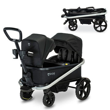 BOB Gear Renegade Canopy Stroller Wagon with 3 Seats  5-Point Harness System  All-Terrain Tires  and Push and Pull Handle  Nightfall