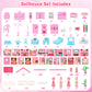 Deao Dollhouse Princess Girl Toys 4-Story 14 Rooms Kids Play Dollhouse Playset With 4 Dolls,Furniture & Accessories,Princess Castle Dollhouse Toy For 3 4 5 6 7 8 Kids Girls Toys