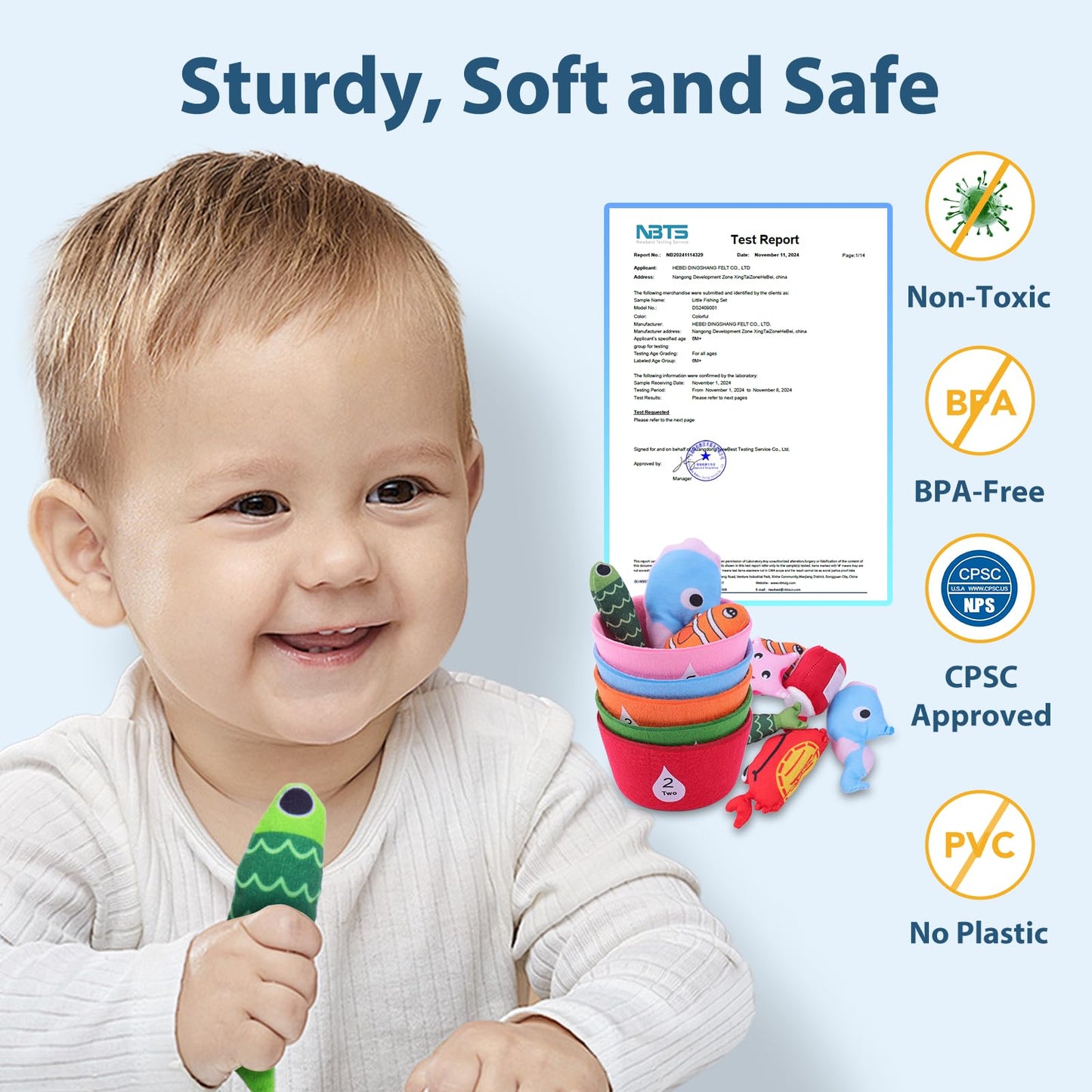 Envyvip Toddler Toy Montessori Toys For 1 Year Old Baby Boy Girl Birthday Gift, 22Pcs Cloth Fishing Game Learning Toys For Toddl