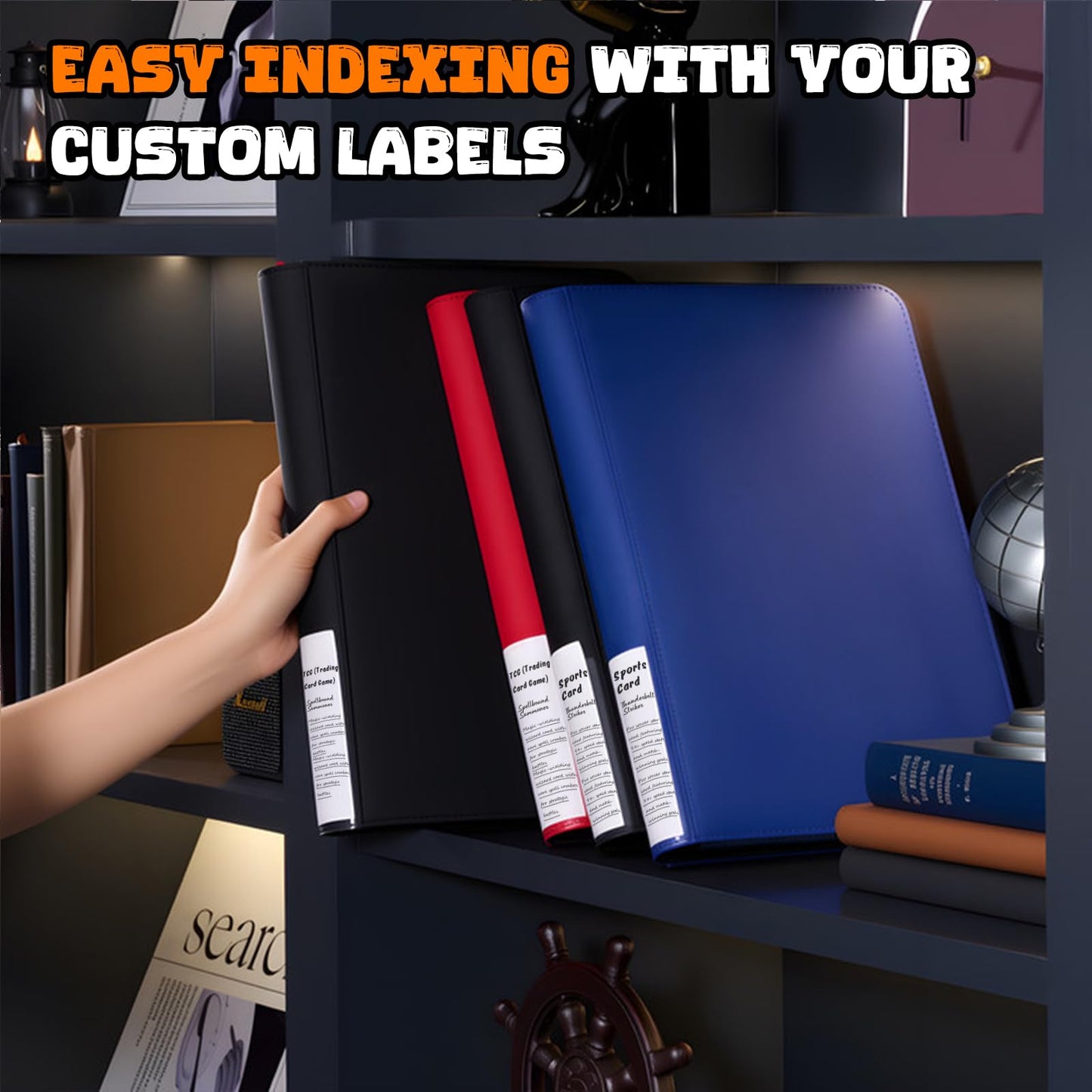 ProCase 2 Pack Trading Card Binder with Side Label; Holds 360 Trading Card with 9 Pockets; enhanced Zipper Card Collection binder Album Folder for Sports Cards  TCG  MTG  PKM -Rednavy