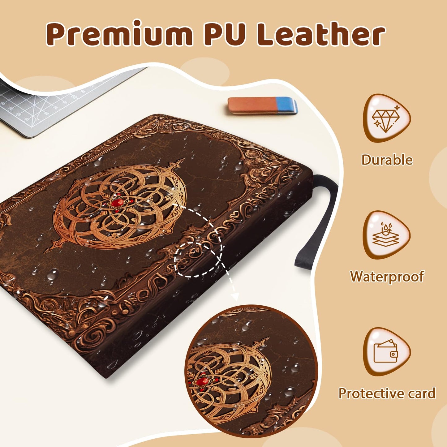 Wazzio 900 Pocket Trading Card Storage Album  Card Binder with 50 Durable 9-Pocket Pages  Birthday Gifts for Fathers Day  Retro Dragon Design on Pocket Card Packs  Gifts for Zipper Closure Collector