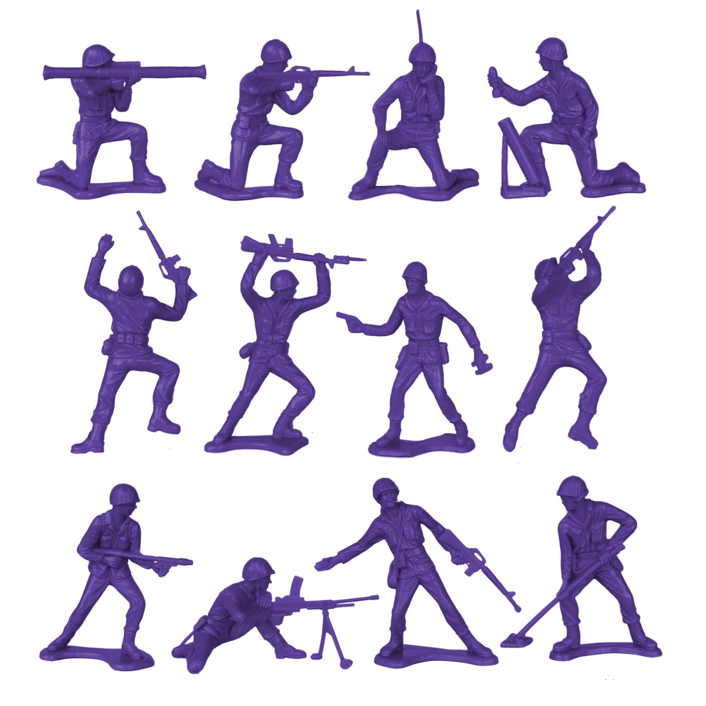 Tim Mee Toy Plastic Army Men - 48pc Purple Toy Soldier Figures - Made in USA, Model TM-67702