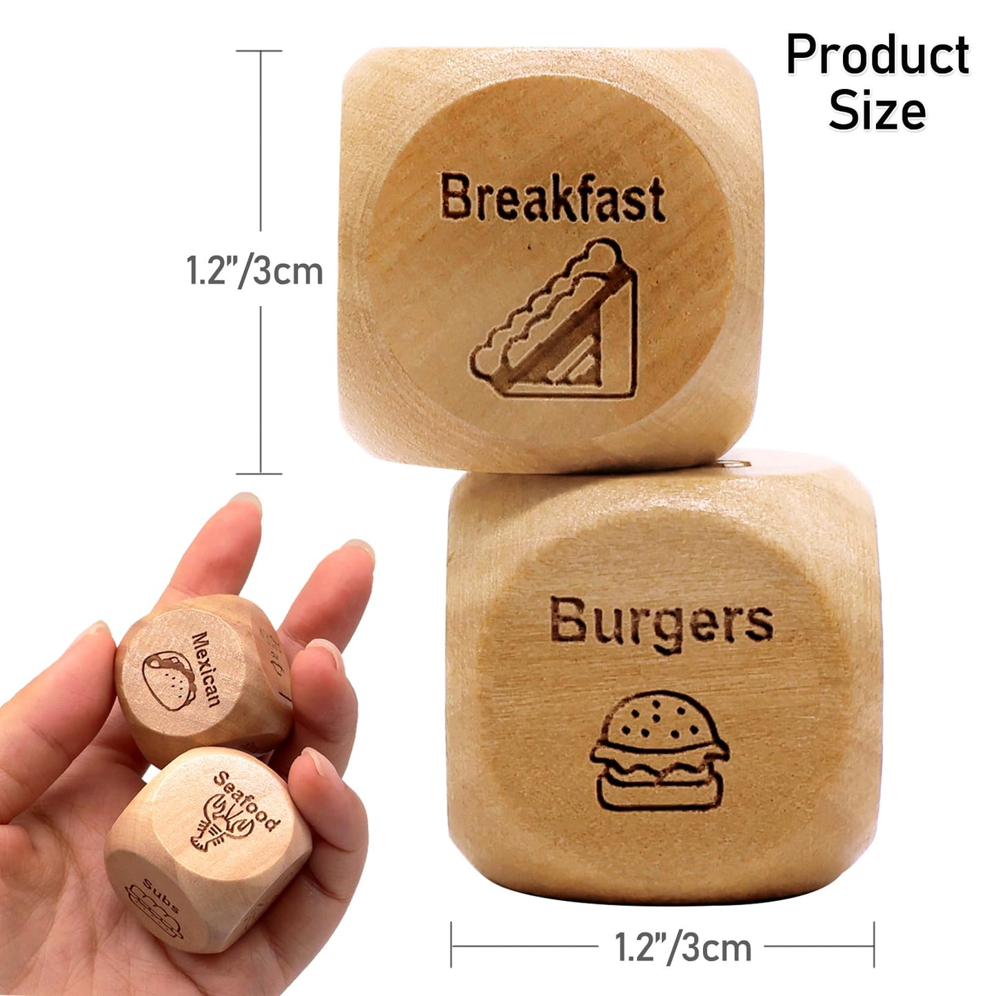 Failun Date Night Food Decision Dice With 12 Food Choices For Singles & Couples To Solve 'What To Eat' Dilemma | Ideal For Chris