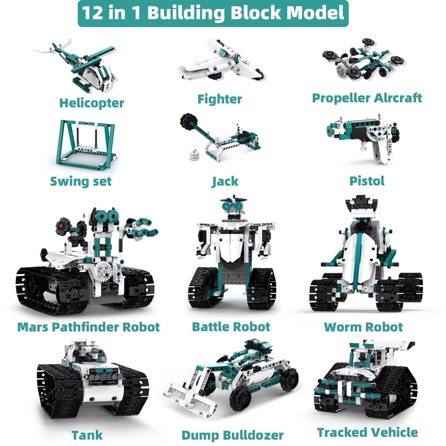 Suplanet Stem Robot Toys For 8-14, 12 In 1 Remote Control Robot Toys For Kids, Programmable Building Robot Kit Birthday Present