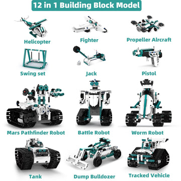 Suplanet Stem Robot Toys For 8-14, 12 In 1 Remote Control Robot Toys For Kids, Programmable Building Robot Kit Birthday Present