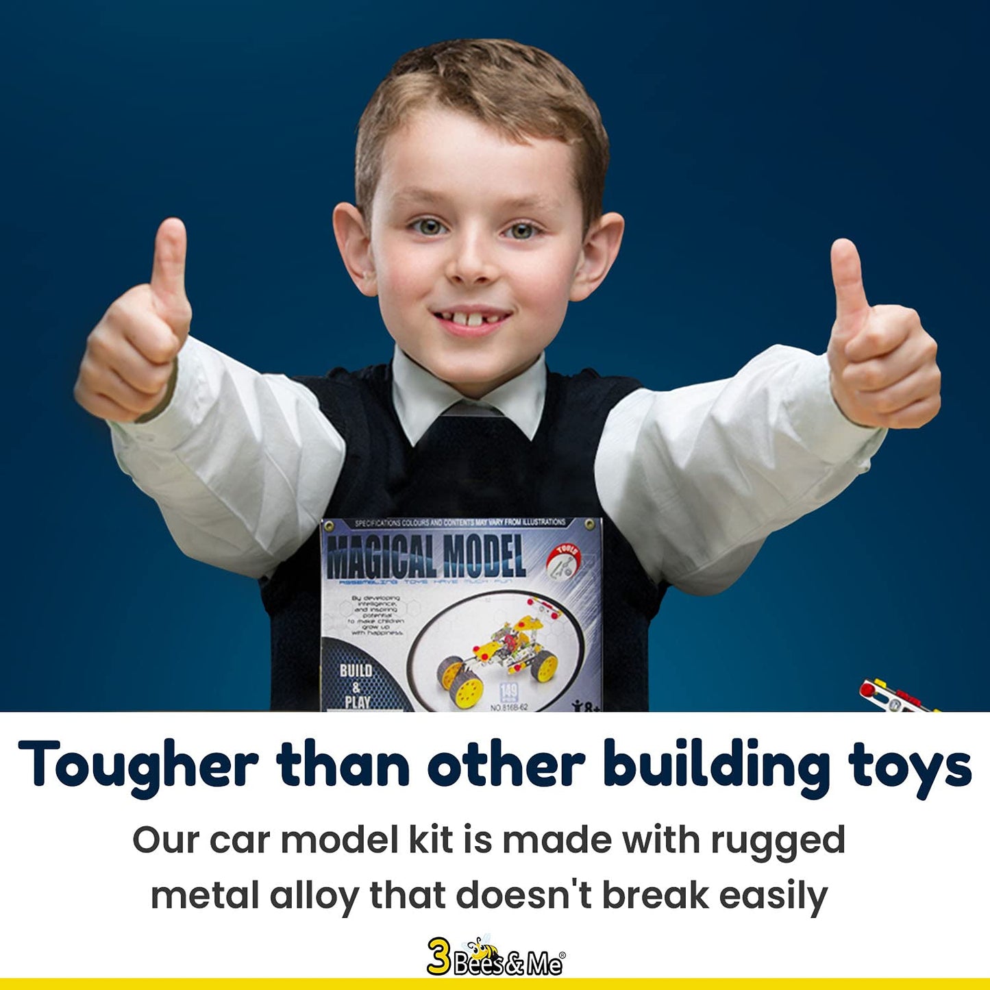 3 Bees & Me Stem Car Building Erector Toy Kit | Educational Metal Project For Boys And Girls Aged 8-11 Years Old (Ages 6-7 With