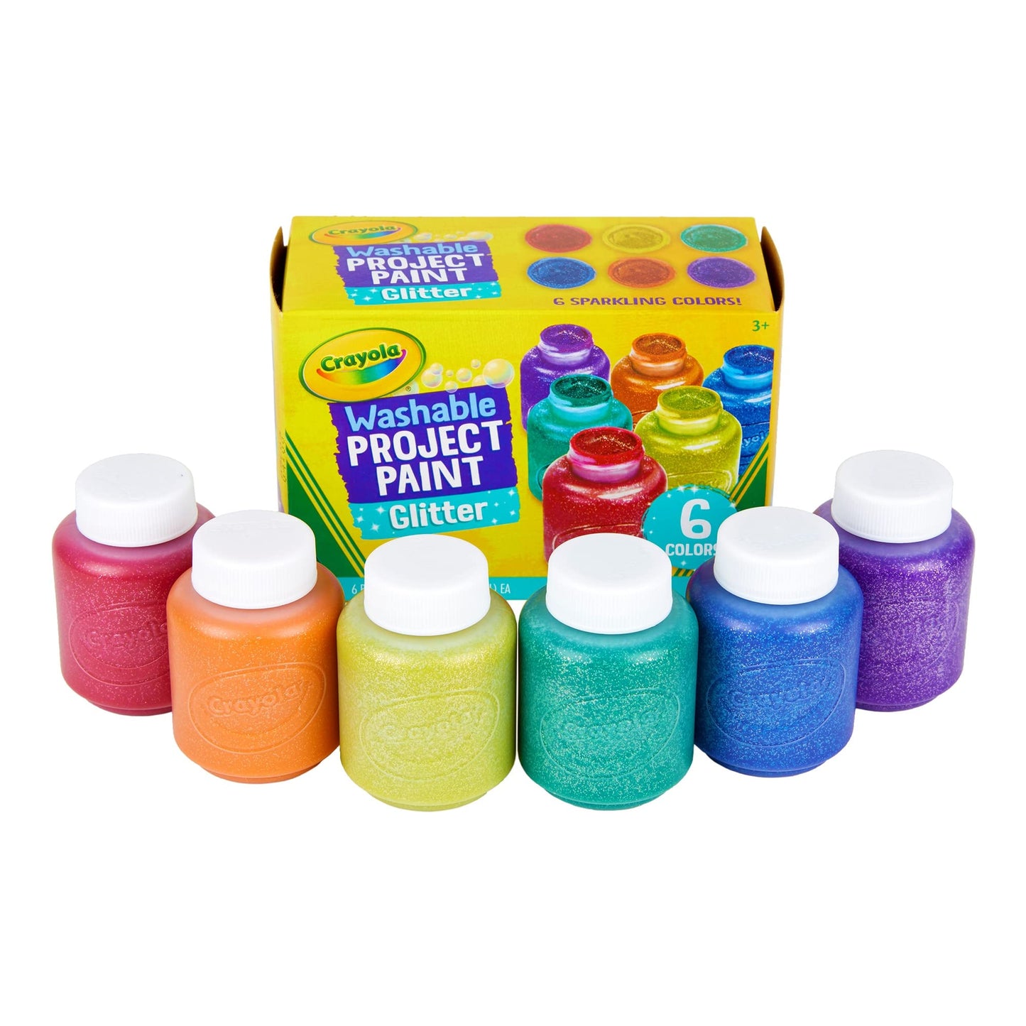 Crayola Washable Glitter Paint Great for Classroom Projects, 6 Count