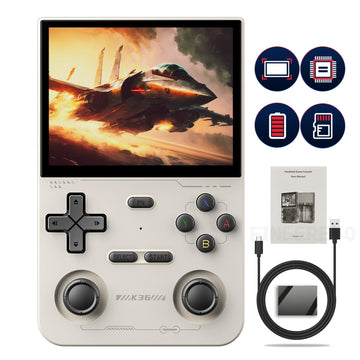 Fingerevo K36 Handheld Game Console 3.5-In 640 * 480 Ips Oca Screen 3500Mah Rk3326 Opensource System Gray