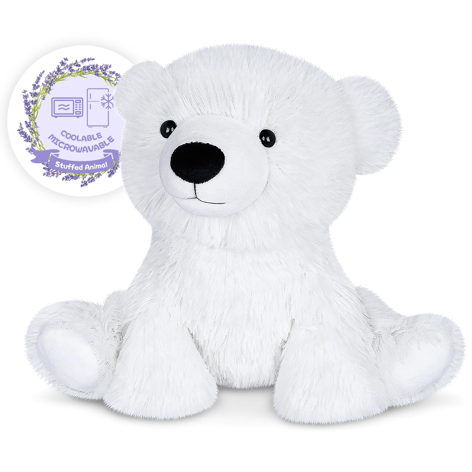 Suzzipals Warming Polar Bear Stuffed Animal, Microwavable Stuffed Animal Heating Pads For Cramps & Pain Relief, Stuffed Bear Pol