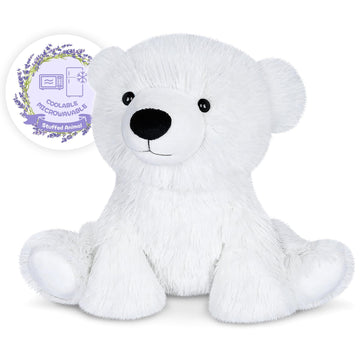 Suzzipals Warming Polar Bear Stuffed Animal, Microwavable Stuffed Animal Heating Pads For Cramps & Pain Relief, Stuffed Bear Pol
