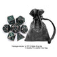 Haxtec DND Dice Set Metal D&D Dice Set with Leather Dice Bag Antique Iron Green Metal Polyhedral Dice for Dungeons and Dragons T