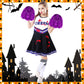 Didaey 6 Pcs Girl Zombie Costume Kids Halloween Cheerleader Costume Scary Halloween Party Cosplay (Black, Purple,S)
