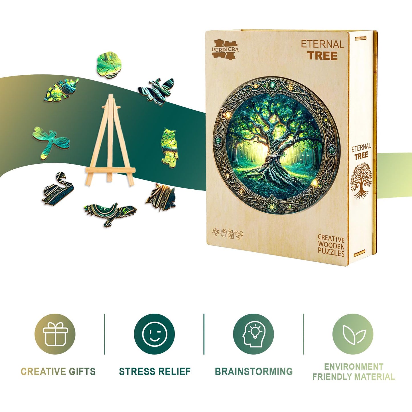Wooden Puzzles for mature-themeds - Challenging Eternal Tree mature-themed Puzzle  Unique Animal Shaped Wooden Jigsaw Puzzles for mature-themeds  Creative Gifts Family Games 13.4 * 13.4in 270pcs