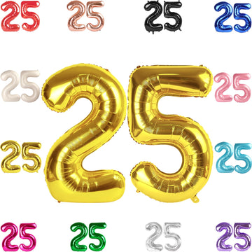 25 Balloon Number, Gold Number 25Th Birthday Balloons 40 Inch, 25 Or 52 Years Old Gold Birthday Decorations For Men Women, 25Th