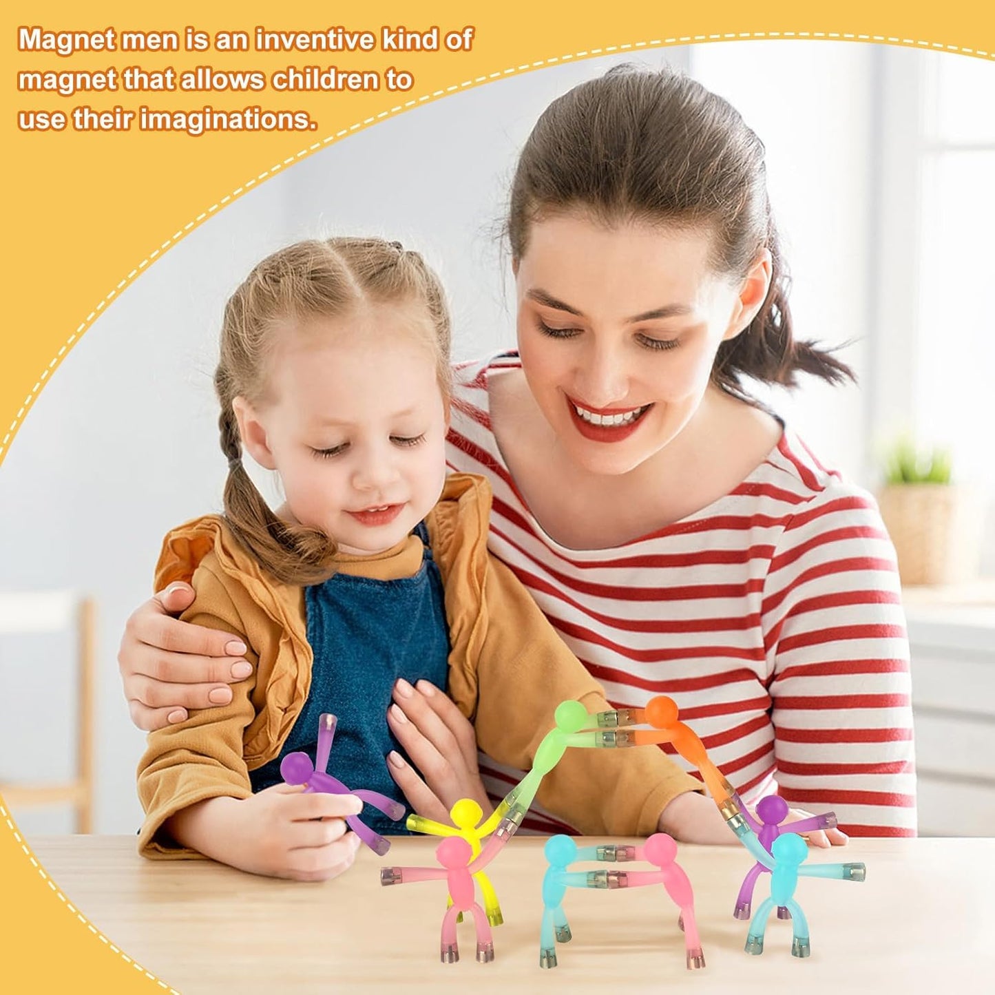 Laleay Magnetic Men, Whimsical And Colorful Humanoid Magnetic People Toys, 4Pcs, Synthetic Resin