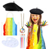 Keymall Kids Artist Costume Accessories Set Painter Dress-Up With Beret Hat Tie Dye Apron For Halloween Career Day Costume (Set B)
