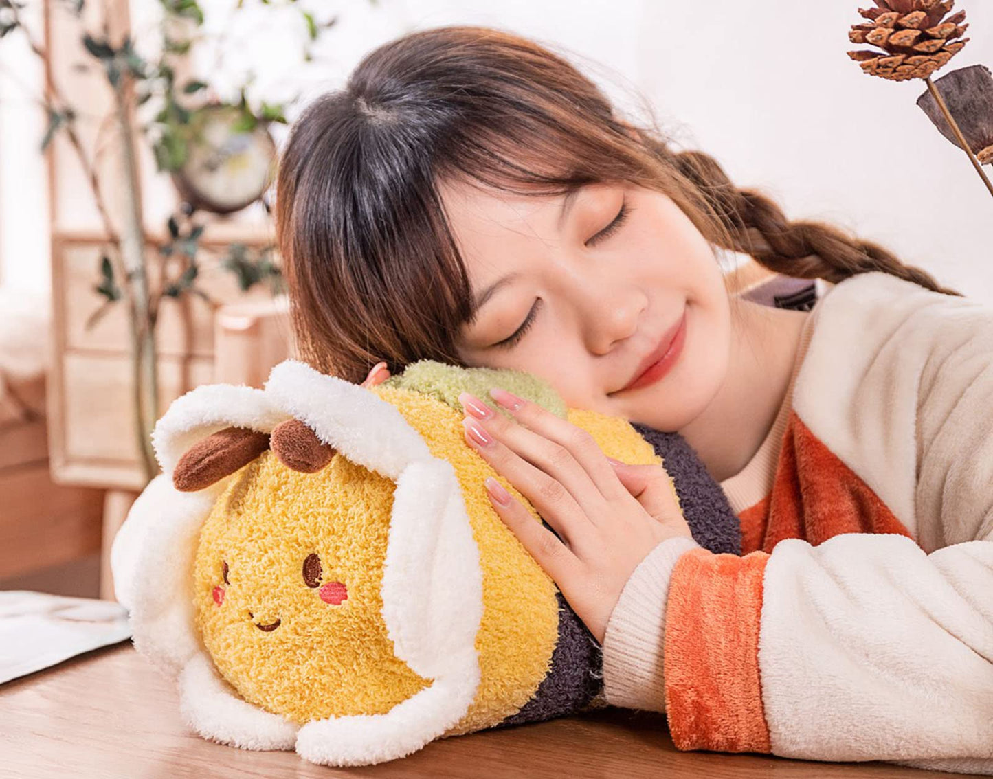 13.9 Inch Fuzzy Flower Bumblebee Stuffed Animal Honey Bee Pulshies with Flower Face and Wings Cuddly Bumble Bee Plush Toy Honeybee Anime Gifts for Kids And Lovers Birthday  Valentines  Christmas...