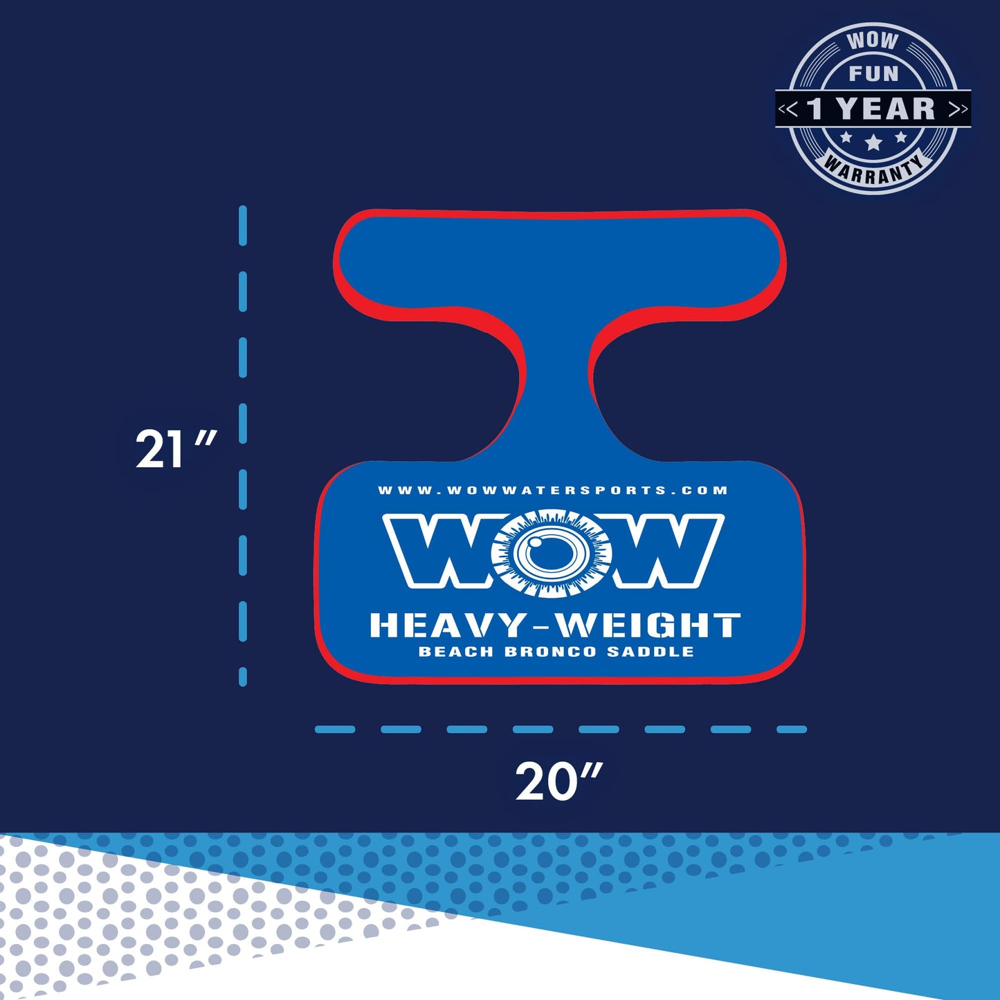 WOW Sports - Water Saddle For Adults - Holds 300 LBS - Strong Foam Support - Poolside Seat Cussions - 21 x 20 x 2.4