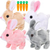 Lenwen 4 Set Hopping Bunny Toy Interactive Bunny Can Walk and Talk Plush Stuffed Animal Walking Rabbit Educational Toys for East