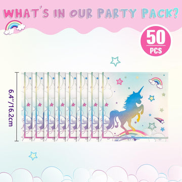 Wernnsai 50Pcs Unicorn Paper Napkins - Unicorn Birthday Party Supplies Disposable Rainbow Dinner Napkins Neon Unicorn Tableware For Kids Girls Princess Fantasy Themed Party