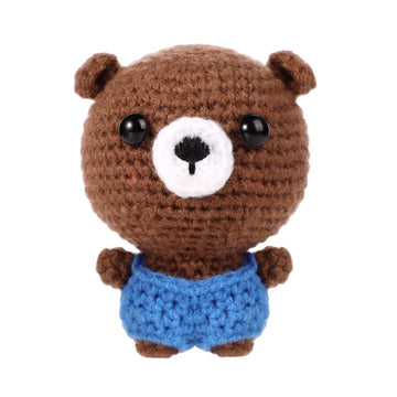 Mini Positive Crochet Bear,3.5 Inch Crochet Stuffed Animal Knitted Bear Funny Pocket Potato Wool Bear Emotional Crochet Doll Toy