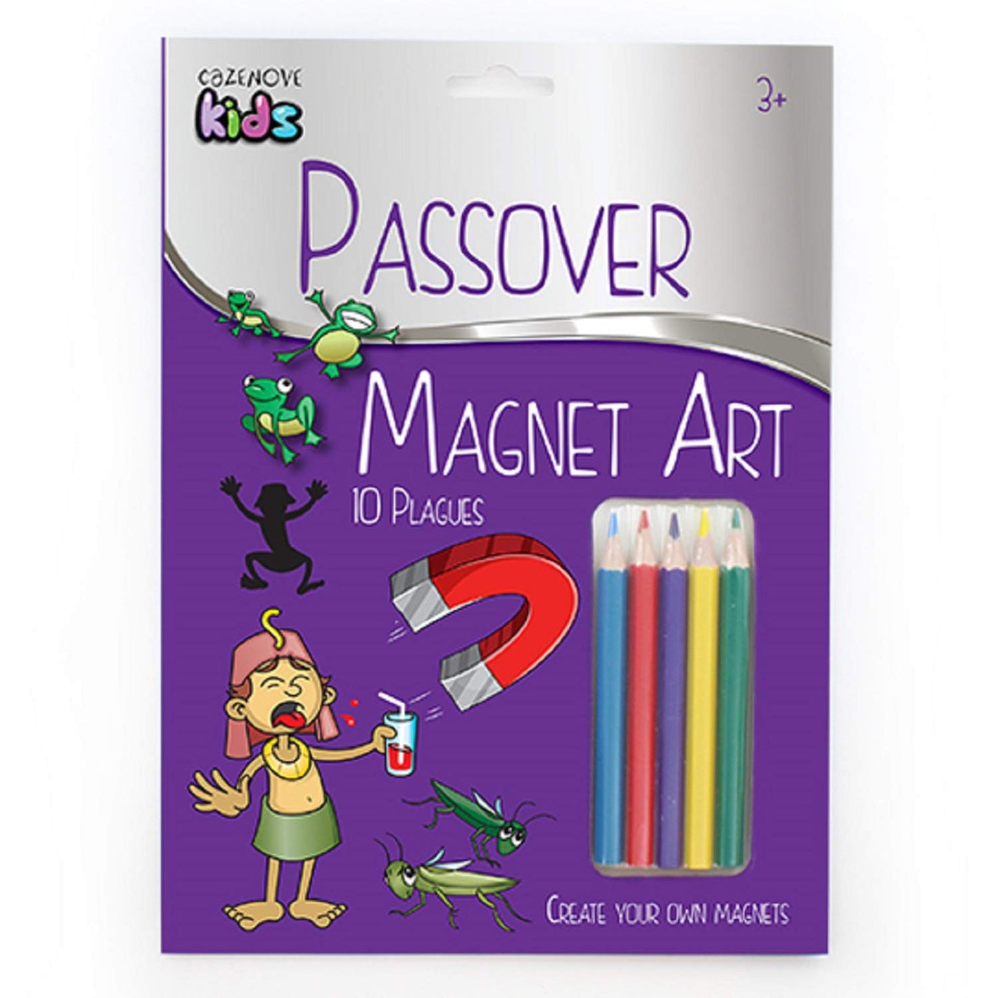 Passover Ten Plagues Magnet Art for Kids. 10 Magnets to Color for Children.