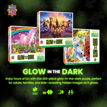 Masterpieces - 300 Piece Jigsaw Puzzle With Large Ez Grip Shapes, Glows In The Dark, Moonlit Dance, Activity Fun For Adults, Seniors, Family, Kids, 18' X 24'