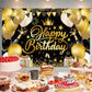 Black Gold Happy Birthday Backdrop Decorations Black Gold Happy Birthday Banner Black Gold Birthday Photo Background For Home In