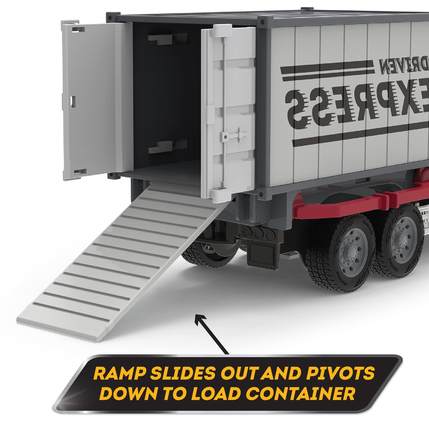 Driven by Battat Toy Container Truck with Lights & Sounds, Green, Model WH1211C6Z, Realistic Movable Parts, for Kids 3 Years +