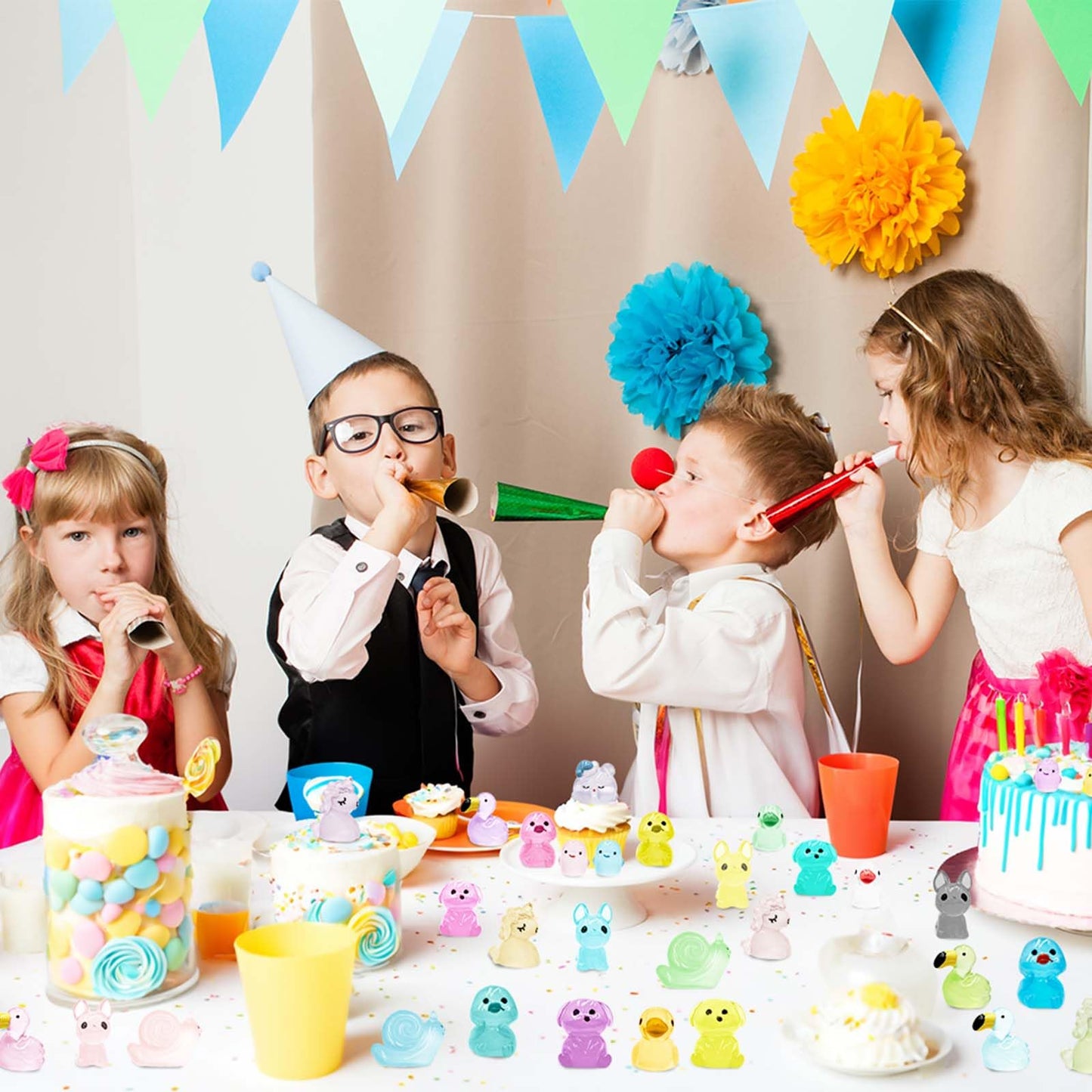 Haptime 113Pcs Luminous Mini Resin Animals Glass Animals Figures To Hide Trinkets Miniature Figurines Glow In Dark Mini Ducks Di