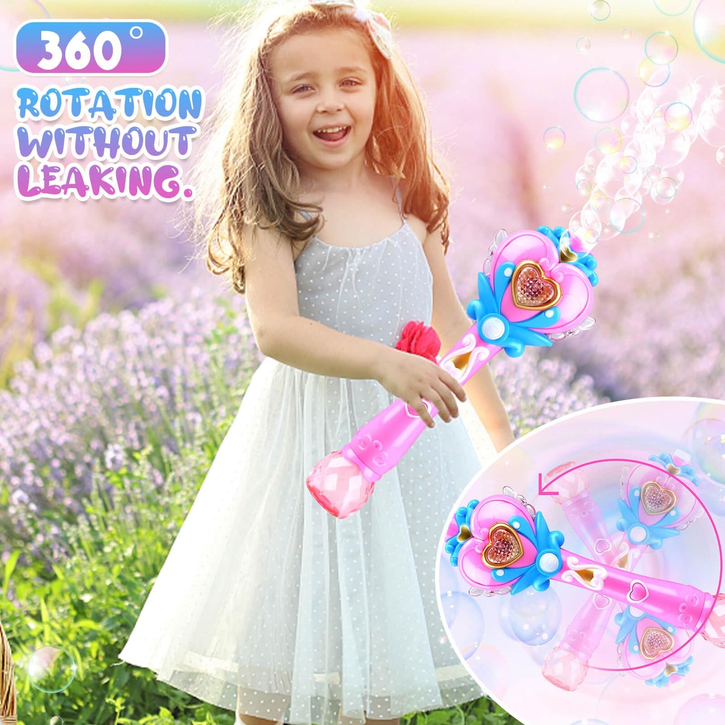 Beria Toys For Girls: Princess Toy Bubble Wand, Birthday Gifts For 3 4 5 6 7 8 Years Old Girl, Bubbles Machine Fairy Wands For K