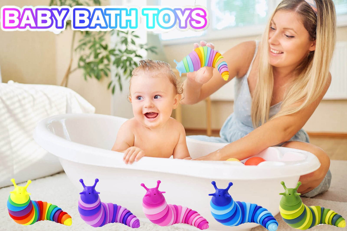 Kabvry Fidget Toys Slug ,Sensory Slug Fidget Toy For Kids ,Toddler Sensory Toys,Stress Relief Toy,Adhd Autism Toys,Preschool Boy Girl Gifts Idea,Easter Basket Stuffers Gift For Kids(6Pcs)