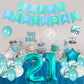 21St Birthday Decorations For Women Girls Her Teal - Happy Birthday Banner Cake Topper Birthday Girl Sash Number 21 Foil Balloon