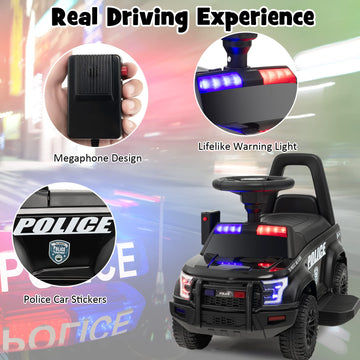 Costzon Police Car Ride On - 6V Electric Kids Car with Megaphone, Lights, Siren, Storage, White, 24” x 17” x 17”, Model QLS