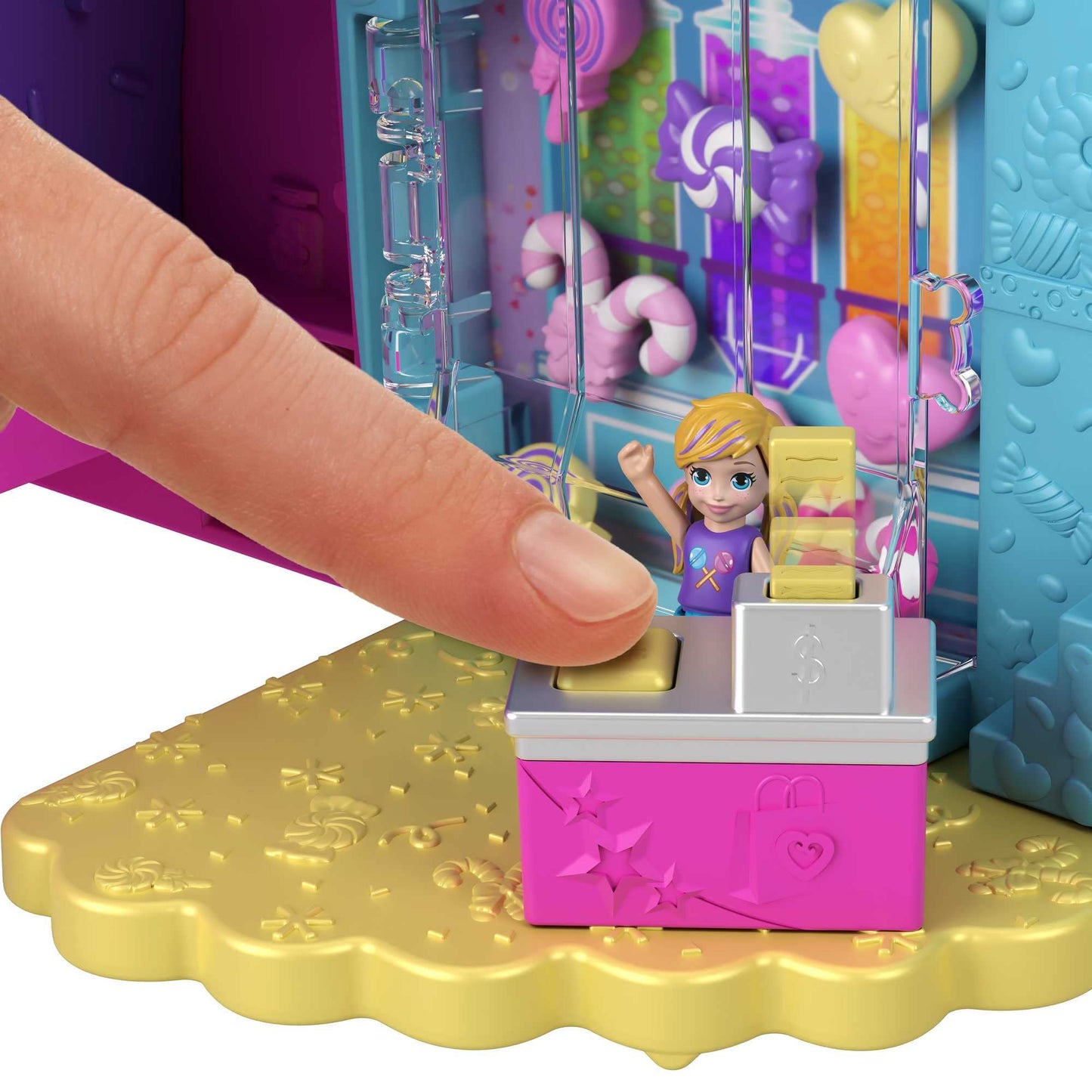 Polly Pocket Gumball Bear Travel Toy Playset with 2 Micro Dolls & 26 Accessories, Multicolor, Model HJN90, Plastic