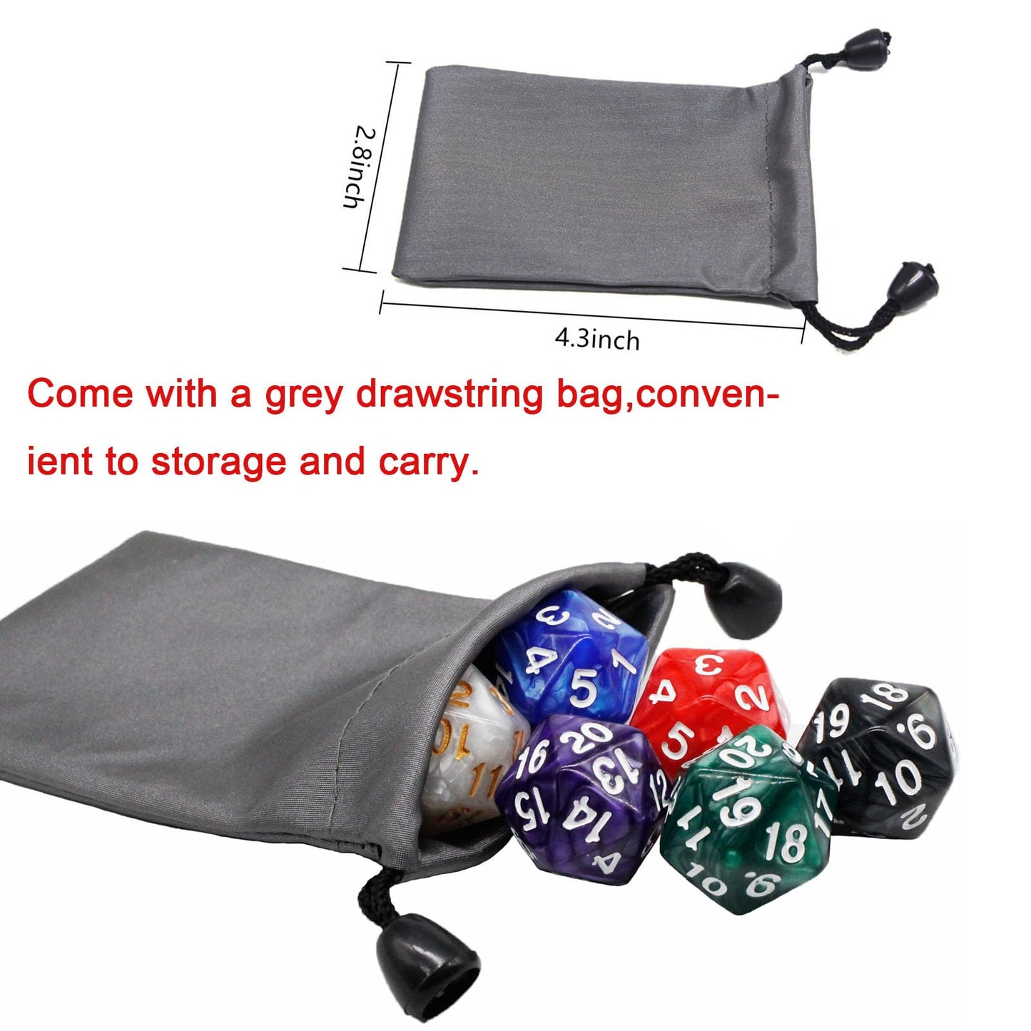 6 Pieces 20 Sided DND Dice,D20 Polyhedral Dice,22mm Pearl Color Dices Assortment D20 Dice,20 Sided Cube D&D Dice Set for Dungeon
