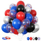 Funhot Red And Blue Balloons, 60 Pcs Red Black Blue Balloons, 12 Inch Metallic Silver Latex Balloons Helium Blue Red Confetti Ba