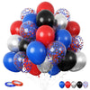 Funhot Red And Blue Balloons, 60 Pcs Red Black Blue Balloons, 12 Inch Metallic Silver Latex Balloons Helium Blue Red Confetti Ba