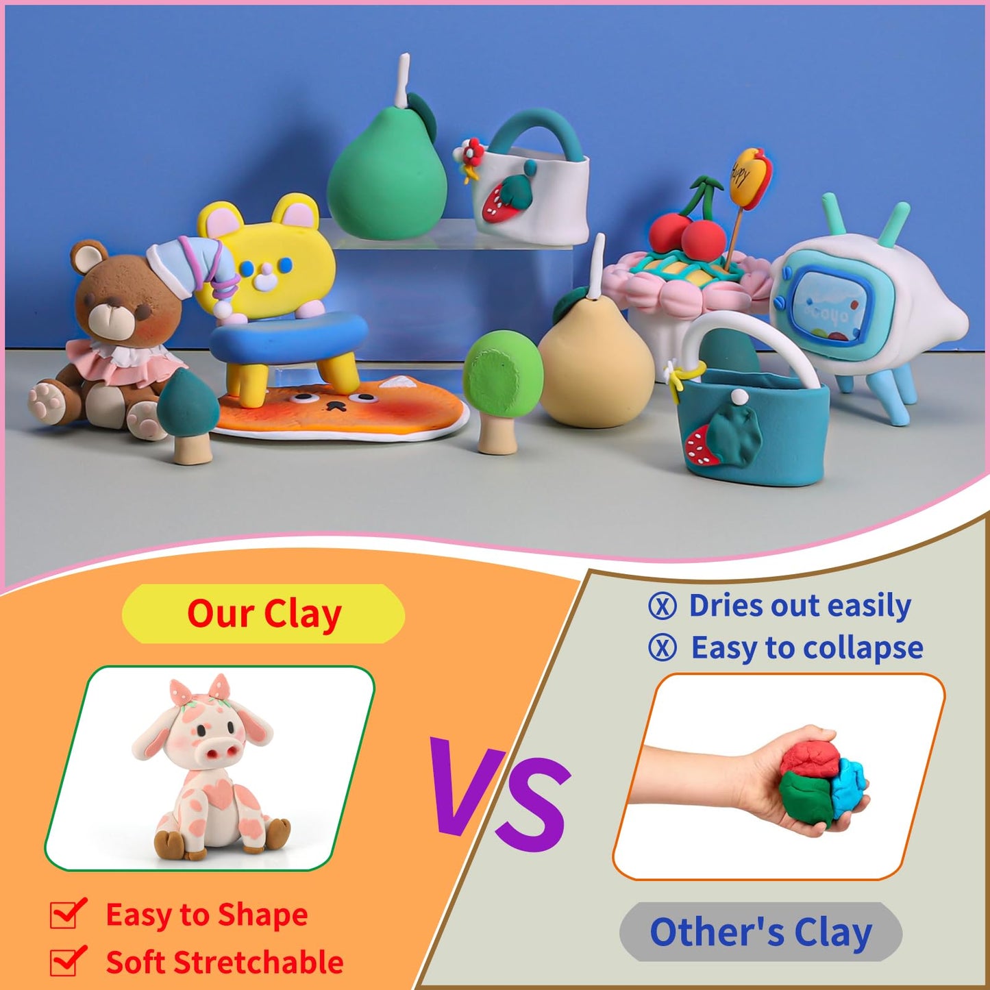 Air Dry Clay 96 Colors, Modeling Clay Kit, Model Magic Sculpting Set, Ultra Light & Soft, Safe Non-Toxic DIY Art and Crafts Scho