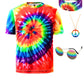 Inrajoper Boys 4 Pcs Hippie Costume Accessories Set 60S 70S Colorful Kids Fun Tie Dye T-Shirt For Theme Party 7-8 Years Multicol