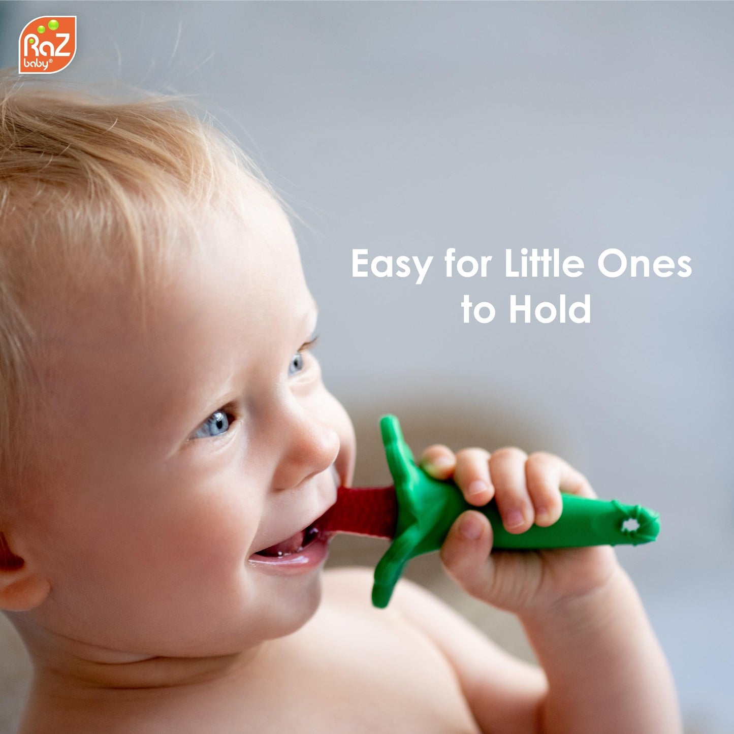 RAZBABY RaZBerry Baby Toothbrush - Multi-Textured Silicone, BPA-Free, Easy to Hold, 1 Count, Red, Model 101-RT