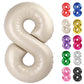 Cream Number 8 Balloon 40 Inch, 8 Balloon Number, 8Th Birthday Decorations, Cream Party Supplies For Boys Girls