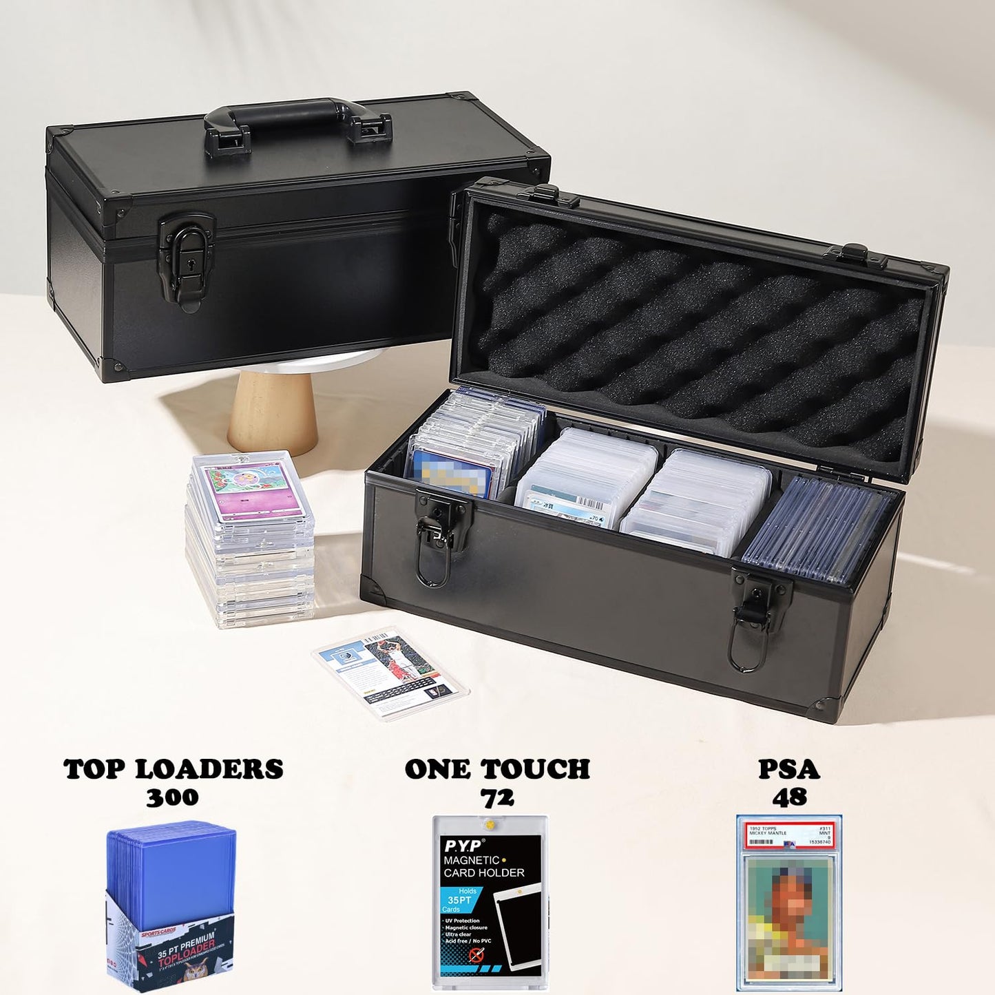 Azamou Toploaders Storage Box Fits 3'' X 4'' 35Pt Rigid Card,Trading Cards, Sports Cards,Graded Card , With3 Sponge Partition (H