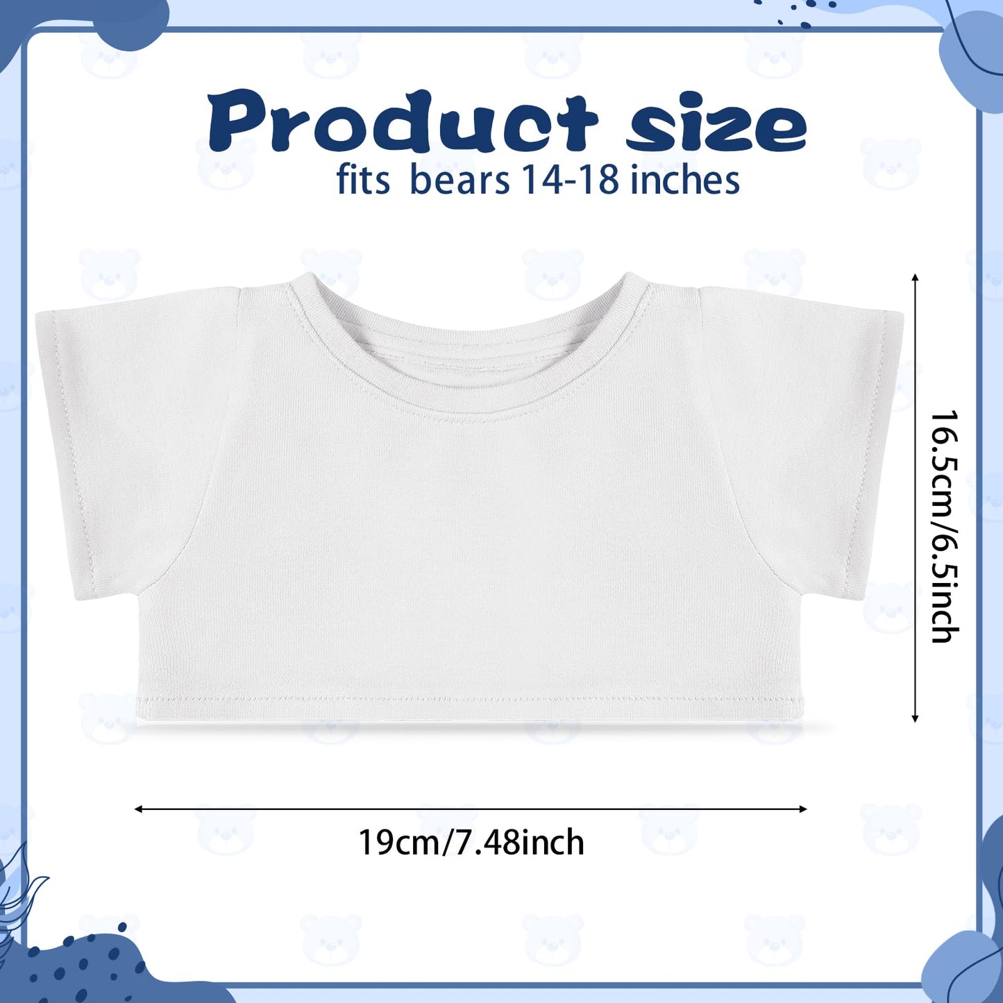Roundfunny Bear Tee Shirt Fit 14-18Inch Bear Clothes Stuffed Animal Clothes Shirt Basic Stuffed Bears Dolls Shirt, White, Valent