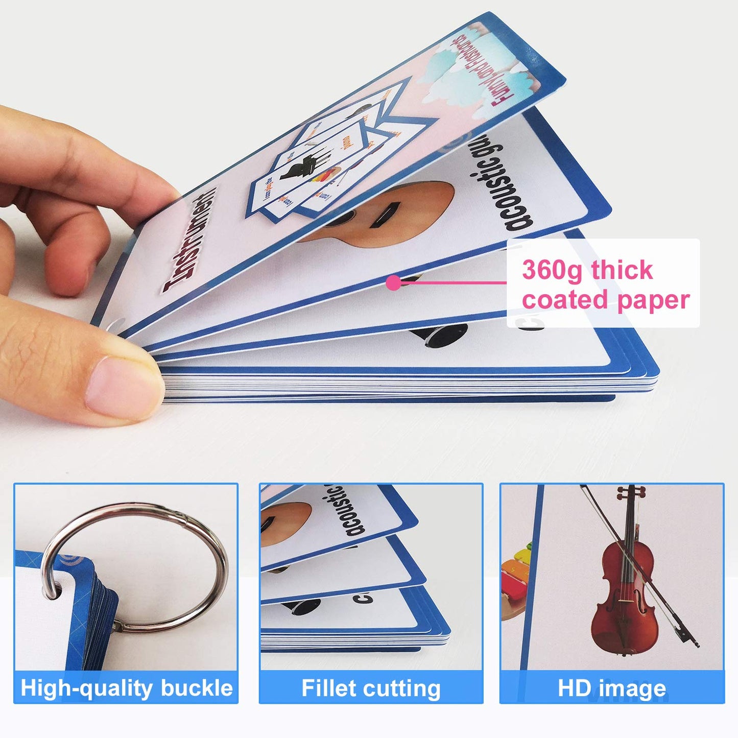 20PCS/Set Instrument Kids Gifts English Flash Cards Pocket Card Educational Learning Baby Toys for Children Pre-Kindergarten