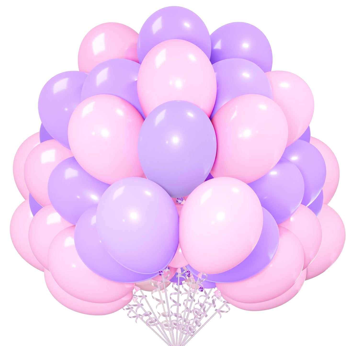 Cyttokl Pink And Purple Balloons 12 Inch 100 Pack Matte Light Pink Purple Latex Helium Balloons For Birthday Wedding Baby Shower